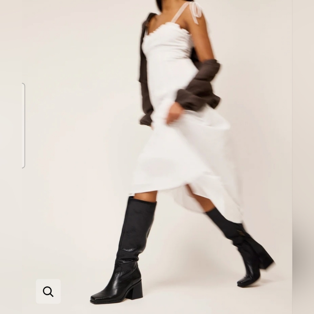 Vince Camuto Seshon Womens Knee-High Boots Sz 8M Black Leather Side Zipper